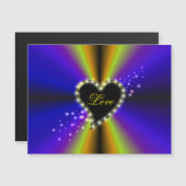 ブラックハートと星の紫色の黄色の虹 (正面/裏面)