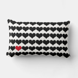 ブラックハートと独身の赤いハート ランバークッション