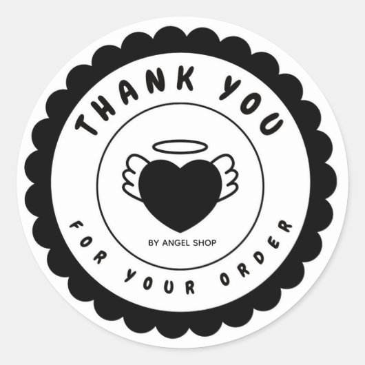 ブラックハートエンジェルウィングスサークカスタマイズル ラウンドシール (正面)