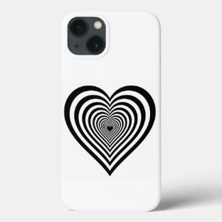 ブラックハートオプティカルイリュージョンiPhoneケース iPhone 13ケース
