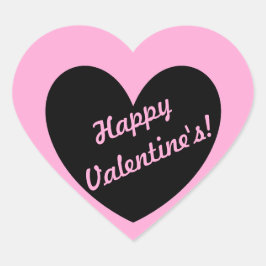 ブラックハートオンコットンキャンディピンク ハートシール