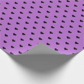 ブラックハートオンパープル |のカスタム折り返し紙 ラッピングペーパー (角)