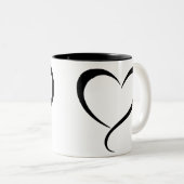 ブラックハートクリップアートイラストレーション ツートーンマグカップ (正面右)