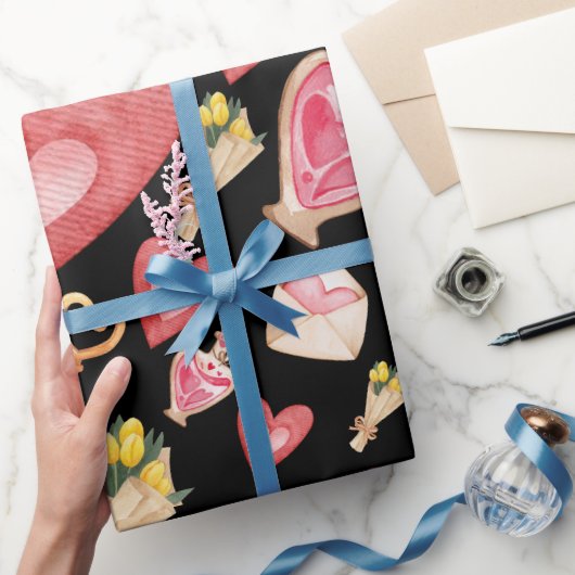 ブラックハートスタイル ラッピングペーパー (ギフト)