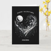 ブラックハートハッピーバレンタインデーホリデイ カード (黄色い花)