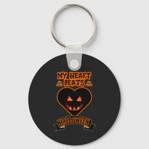 ブラックハートハロウィーンエビルパンプキン顔不気味ビブ キーホルダー