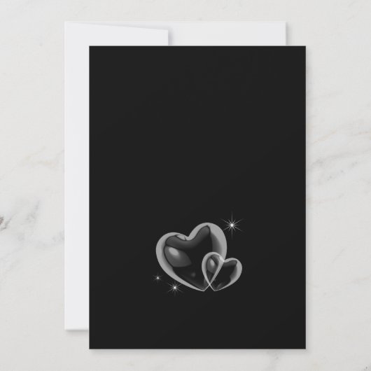 ブラックハートバブル赤ちゃんシャワー招待状 招待状 (裏面)