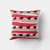 ブラックハートレッドピンクストライプ色のバレンタインデー クッション (裏面)