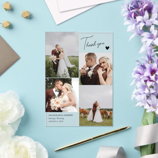 ブラックハートロマン結婚ティックの写真ありがとう アクリル招待状 (インサイチュ (ウェディング))