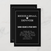 ブラックハート結婚のリハーサルディナー招待状 招待状 (正面/裏面)