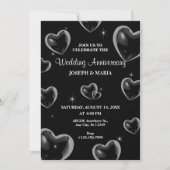 ブラックハート結婚バブル記念日 招待状 (正面)