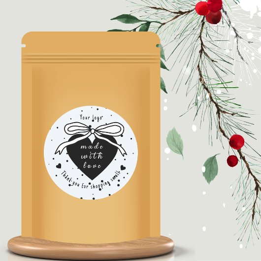 ブラックハート&ボウスモールショッピングありがとう ラウンドシール