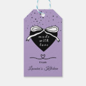 ブラックハート&ボウ 愛を込めて焼き上げました ベーカリー ギフトタグ (正面)