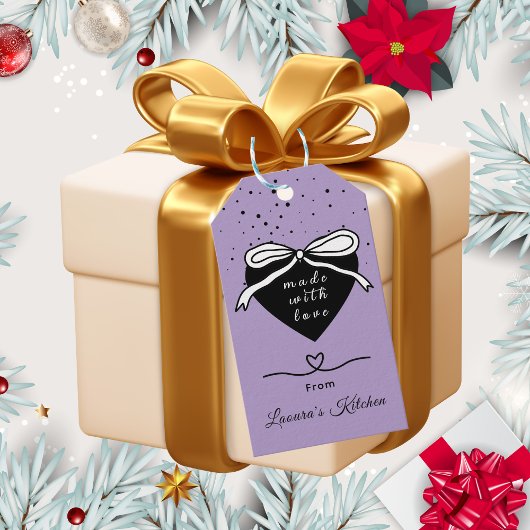 ブラックハート&ボウ 愛を込めて焼き上げました ベーカリー ギフトタグ