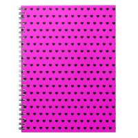 ブラックハートOn Flashy Pink Notebook