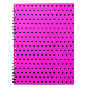 ブラックハートOn Flashy Pink Notebook ノートブック
