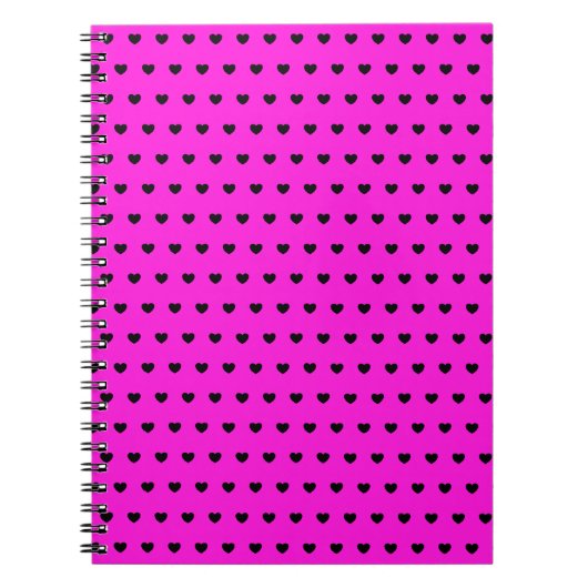 ブラックハートOn Flashy Pink Notebook ノートブック (正面)