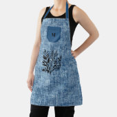 ブラックハーブモチーフのライトブルー生地 エプロン (インサイチュ)