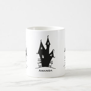 ブラックハ幽霊のよく出るウスオンパープルバックグラウンド コーヒーマグカップ