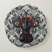 ブラックバイオリンアールデコGMajorラウンド装飾用クッション ラウンドクッション (裏面)