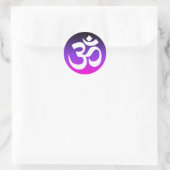 ブラックバイオレットとホットピンクグラデーションオムシンボル ラウンドシール (バッグ)