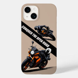 ブラックバイクとオレンスタイリッシュジバイクのバイク乗り Case-Mate iPhone 14ケース
