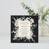 ブラックバイブル聖句の上の白いバラVerse Christian 結婚's 招待状 (スタンド正面)