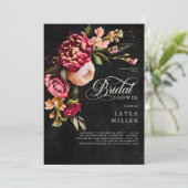 ブラックバエレガントルガンディフローラスクリプトブライダルシャワー 招待状 (スタンド正面)