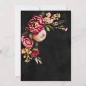 ブラックバエレガントルガンディフローラスクリプトブライダルシャワー 招待状 (裏面)