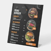 ブラックバエレガントーガーレストランメニュー招待状 台座サイン (正面)