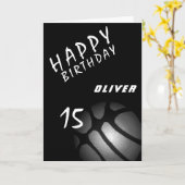 ブラックバスケットボールスポーツボーイズハッピーバースデー カード (黄色い花)