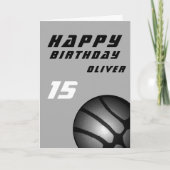 ブラックバスケットボールスポーツボーイズハッピーバースデーC カード (正面)