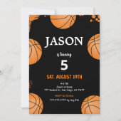 ブラックバスケットボール招待状 招待状 (正面)