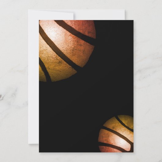 ブラックバスケッモダントボールスポーツ子供の誕生日 招待状 (裏面)