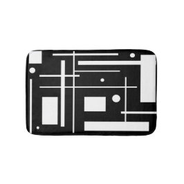 ブラックバスマット上の白い幾何学的な形状 バスマット