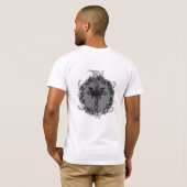 ブラックバタフライクロスダークフラワーフレームフローラ Tシャツ (裏面フル)