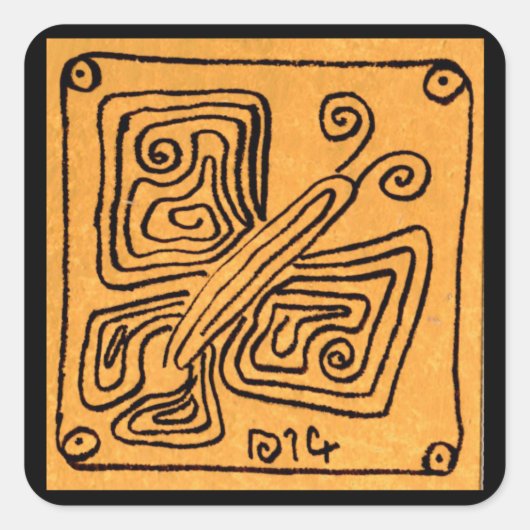 ブラックバタフライスケッチ、正方形のシール、シーラー スクエアシール (正面)