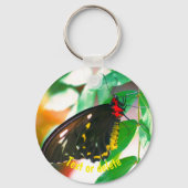 ブラックバタフライパーソナライズされた自然 キーホルダー (正面)