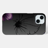 ブラックバタフライパープルフローラ花 Case-Mate iPhoneケース (裏面 (横))