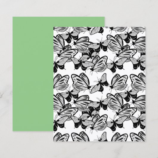 ブラックバタフライホワイトスクラップブック紙 (正面/裏面)