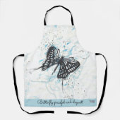 ブラックバタフライホワイトプリントエプロン エプロン (正面)