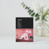 ブラックバタフライモノグラムピンクパール付き白猫 名刺 (スタンド正面)