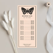 ブラックバタフライロゴ赤面ピンク美しいサロン価格 ラックカード