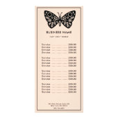 ブラックバタフライロゴ赤面ピンク美しいサロン価格 ラックカード (正面)