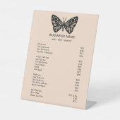 ブラックバタフライロゴ&赤面ピンクサービス価格 台座サイン (正面)