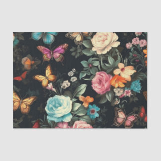 ブラックバタフライヴィンテージデクページティッシュペーパー 薄葉紙