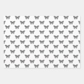 ブラックバタフライ パステルフラワー ラッピングペーパーシート (正面)