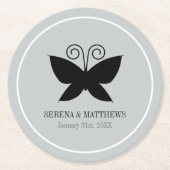 ブラックバタフライ ラウンドペーパーコースター (正面)