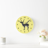 ブラックバックアンテロープイラストレーション ラウンド壁時計 (ホーム)