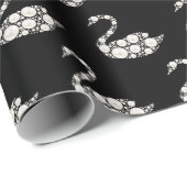 ブラックバックエレガントグラウンドにホワイトパールスワン ラッピングペーパー (ロールコーナー)